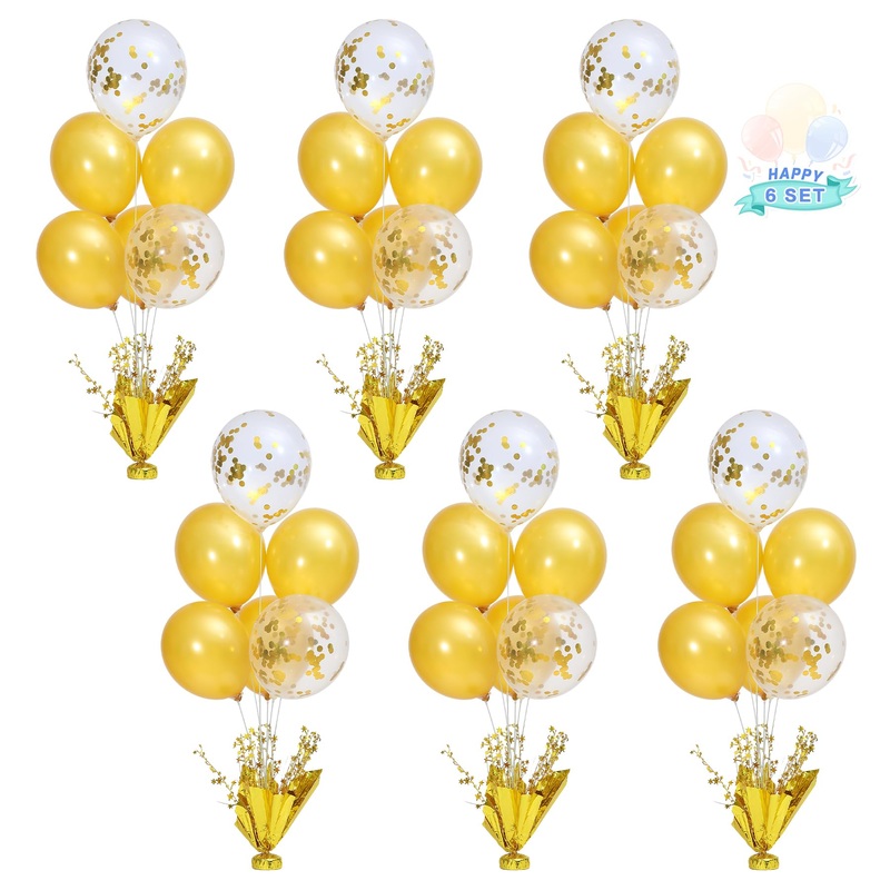 6 Set Gold Table Centerpiece Balloons Stand Kit With Gold And Confetti Balloons For Birthday Party Graduation Baby Shower Wedding Bridal Shower Prom Table Decorations
