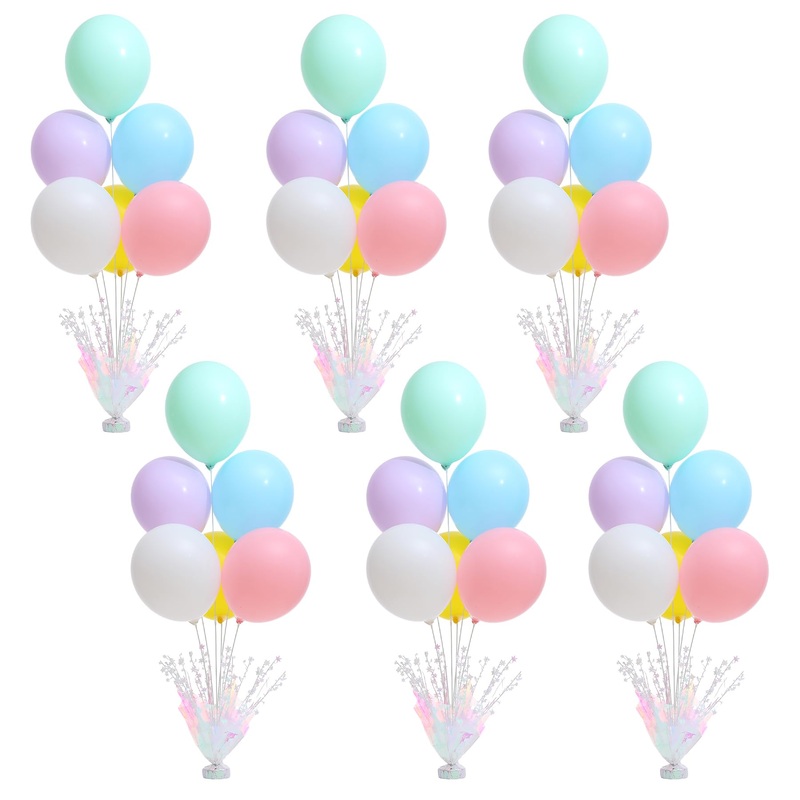 6 Set Pastel Birthday Decorations Rainbow Party Table Balloons Centerpiece Stand Kit For Girls Baby Shower Birthday Party Wedding Prom Table Decorations