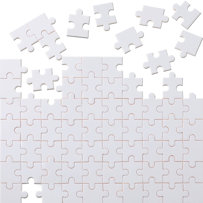 Christmas Blank Jigsaw Puzzle 70 Pieces 0.84 X 0.78 Inch White Blank Puzzle Rectangle Decorating Puzzle For Decorating Boys And Girls Art Activity, Wedding Birthday Party, 5.12 X 3.54 Inches