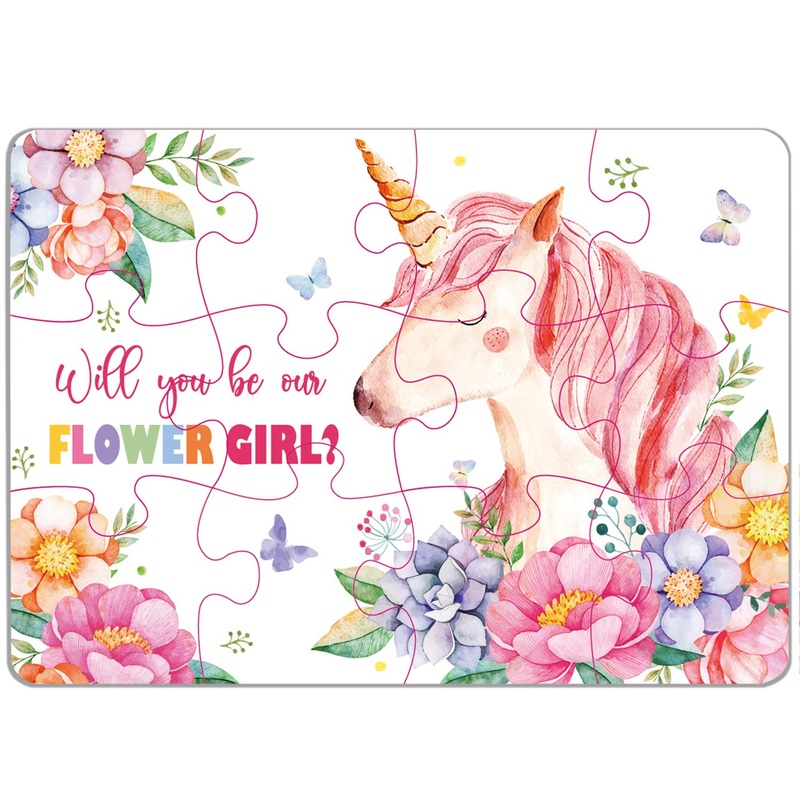 Flower Girl Puzzle Game, Flower Girl Gifts Will You Be Our Flower Girl Unicorn Jigsaw Puzzles For Adults, Bridesmaids, Weddings, Families Parties