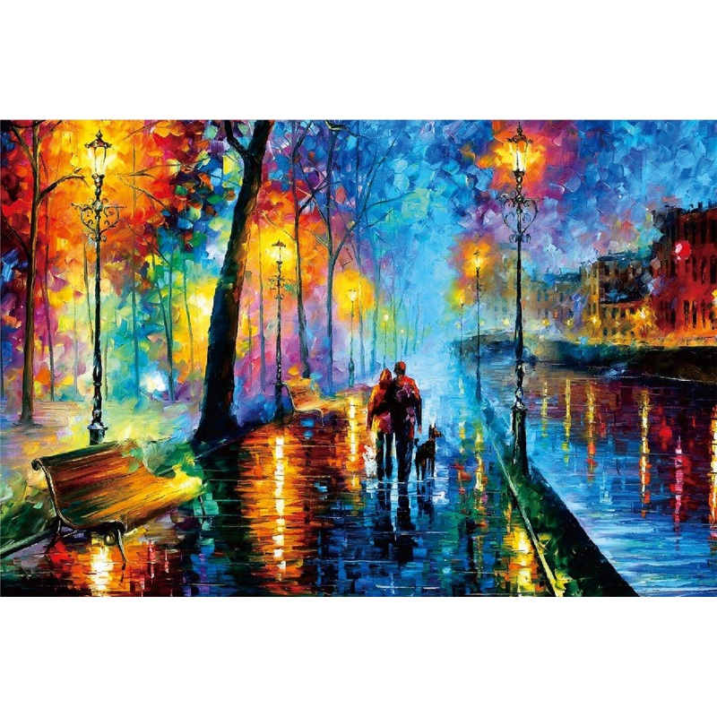 Ingooood- Jigsaw Puzzle 1000 Pieces- Must-Have Collections Series-Rainy Night Walk,Accompanied Oil Painting Jigsaw Puzzles For Adults Teens Kids Brain Teaser (Accompanied)