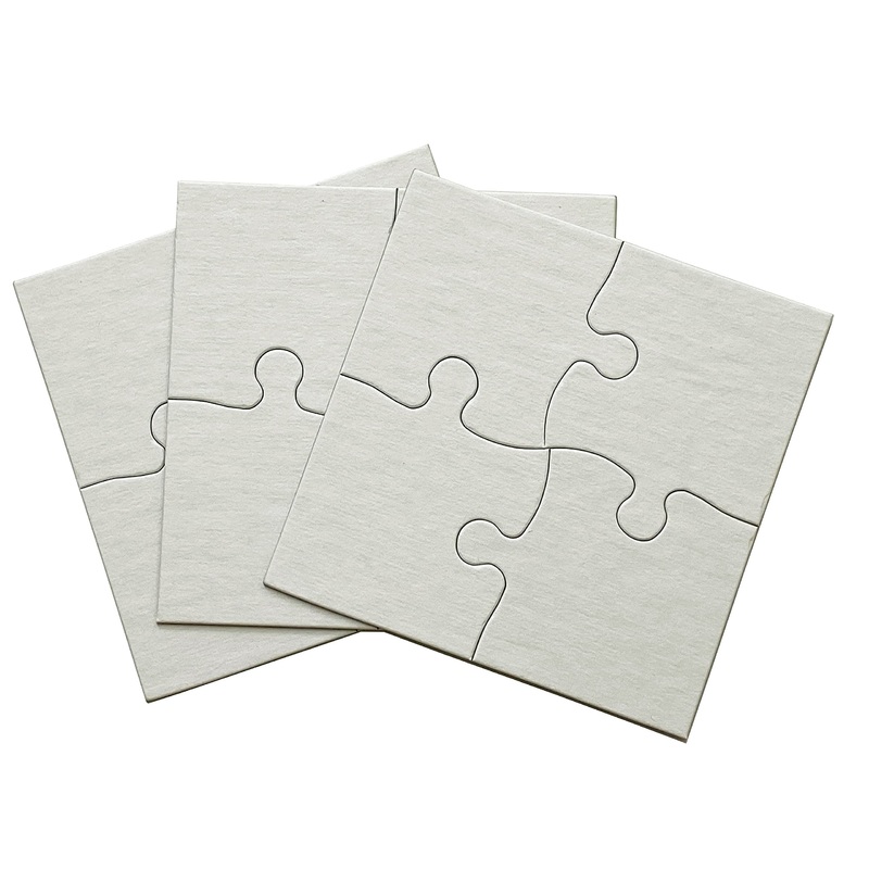 Inovart Lil' Ones 4-Piece Blank Puzzle, 12 Puzzles Per Package, 4' X 4', White