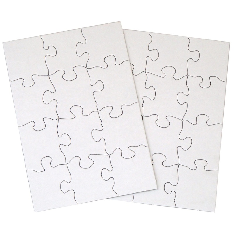 Inovart Puzzle-It 12-Piece Blank Puzzle, 24 Puzzles Per Package, 5-1/2' X 8', White