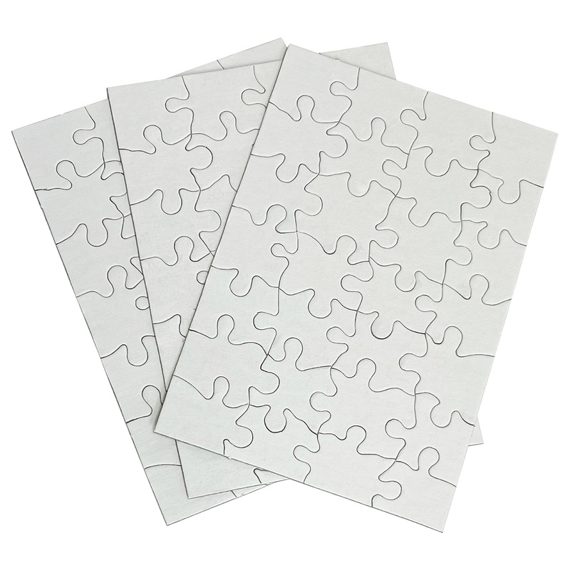 Inovart Puzzle-It 28-Piece Blank Puzzle, 24 Puzzles Per Package, 5-1/2' X 8', White