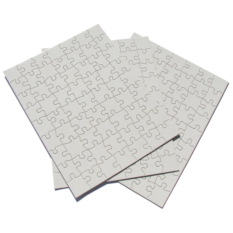Inovart Puzzle-It 63-Piece Blank Puzzle, 12 Puzzles Per Package, 8-1/2' X 11', White