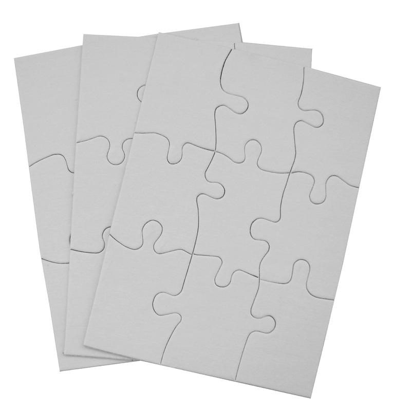 Inovart Puzzle-It 9-Piece Blank Puzzle, 12 Puzzles Per Package, 4' X 5-1/2', White