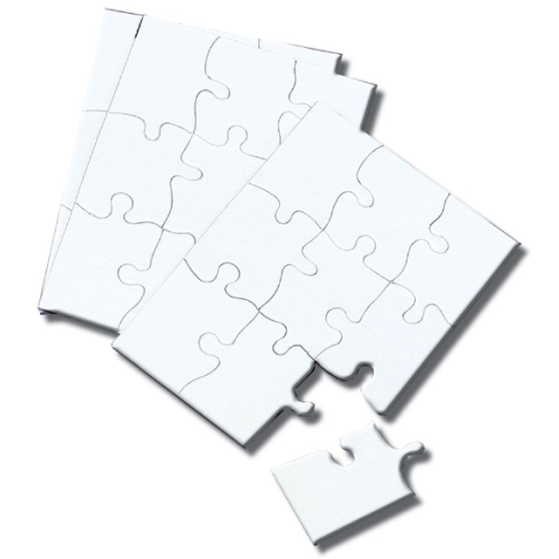 Inovart Puzzle-It 9-Piece Blank Puzzle, 24 Puzzles Per Package, 4' X 5-1/2', White