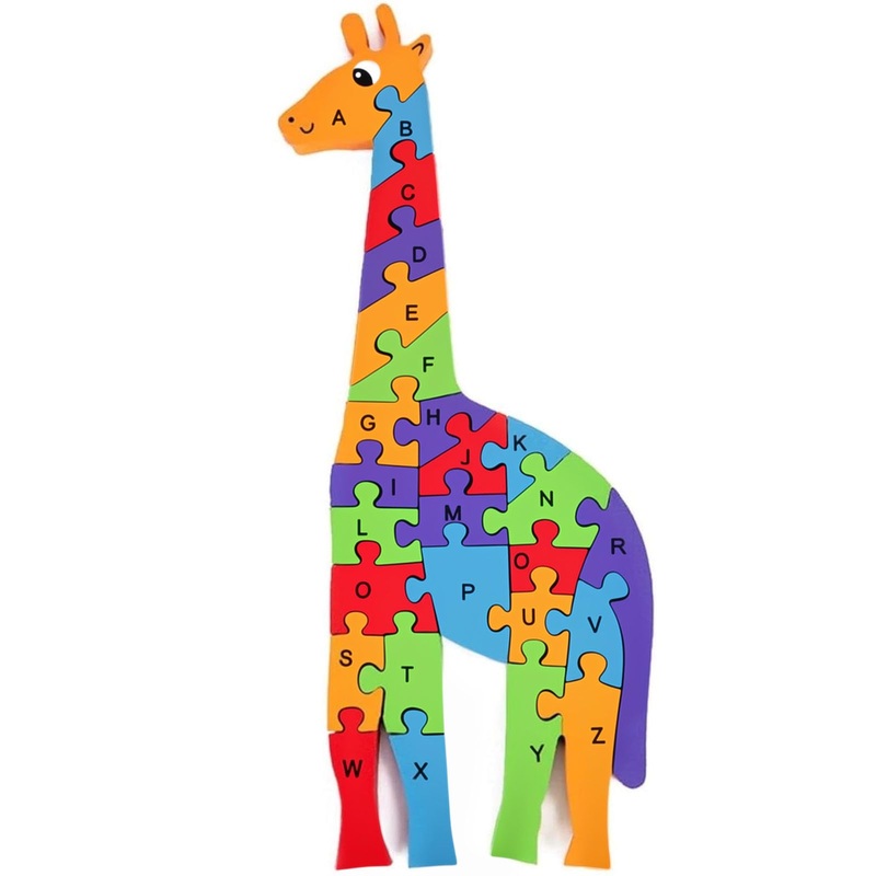 Lovestown Wooden Alphabet Puzzle For Kids 3-5, Giraffe Montessori Abc Learning Toy And Educational Letter And Number Jigsaw Puzzle For Toddlers