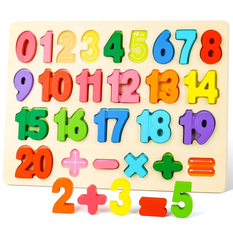 Lovestown Wooden Puzzles For Kids, Montessori Number And Shape Puzzles, Preschool Educational Toddler Puzzle Toys For Boys Girls