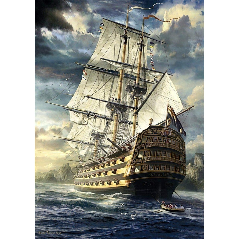 Moruska Sailing Ship Puzzles For Adults 1000 Piece Wooden Jigsaw Puzzle Difficult And Cool- The Age Of Navigation- 1000 Pieces Fantasy Puzzles