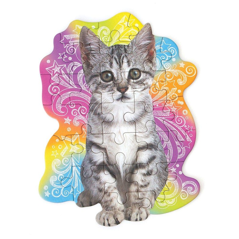 Playhouse Tabby Kitten 25-Piece Die-Cut Shaped Mini Puzzle For Kids