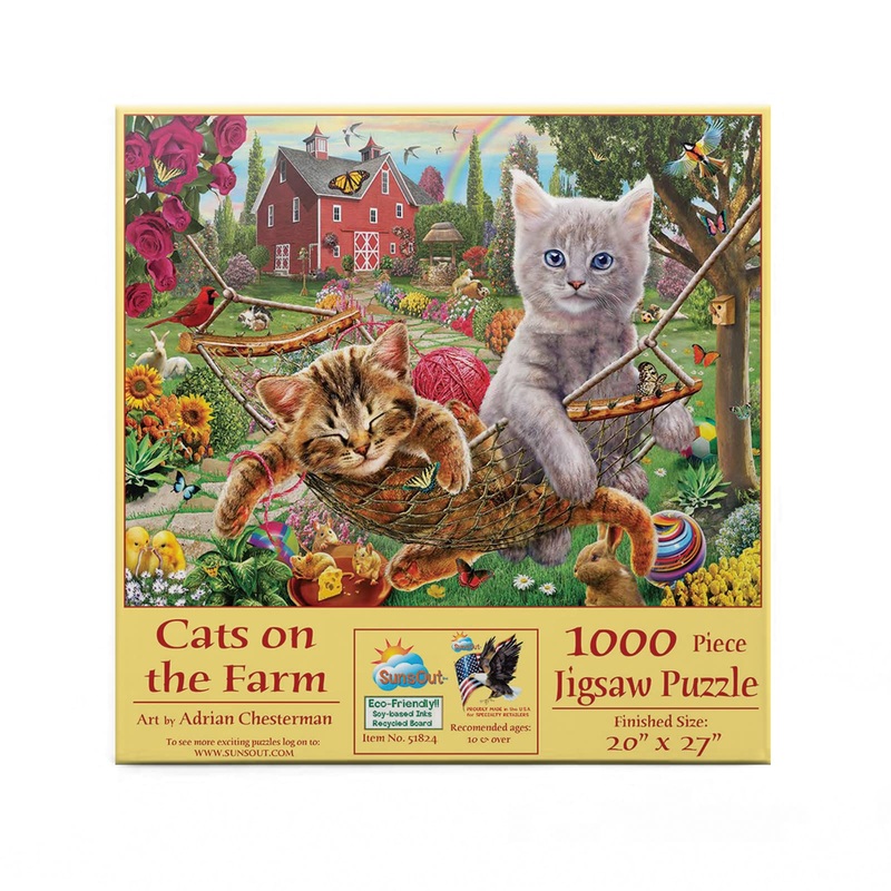 Sunsout Inc - Cats On The Farm - 1000 Pc Jigsaw Puzzle By Artist: Adrian Chesterman - Finished Size 20' X 27' - Mpn# 51824