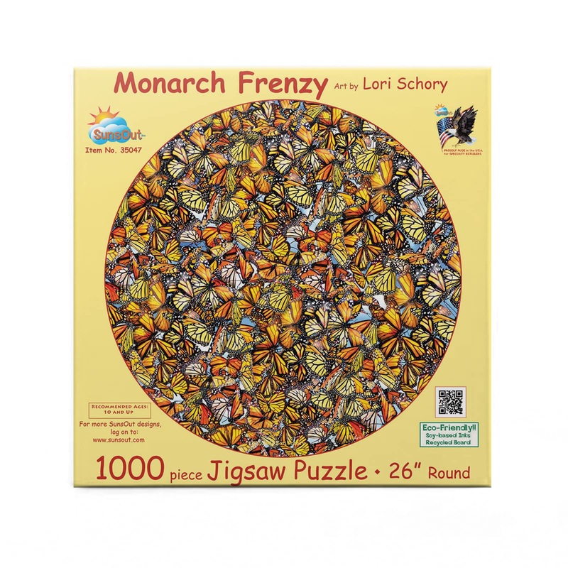 Sunsout Inc - Monarch Frenzy - 1000 Pc Round Jigsaw Puzzle By Artist: Lori Schory - Finished Size 26' Rd - Mpn# 35047