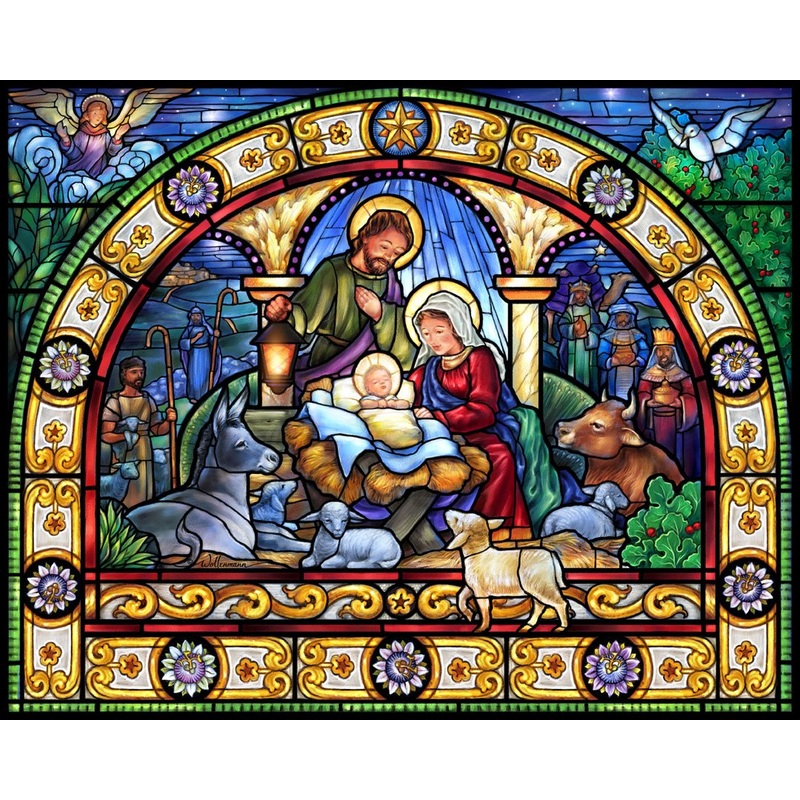 Vermont Christmas Company Stained Glass Holy Night Jigsaw Puzzle 1000 Piece