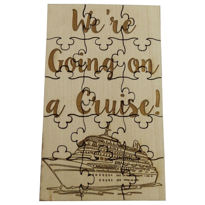We'Re Going On A Cruise - 15 Piece Basswood Jigsaw Puzzle, 6' X 3.5' Surprise Vacation Reveal