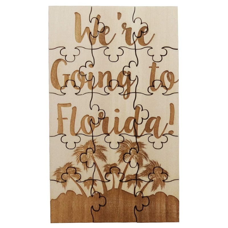 We'Re Going To Florida - 15 Piece Basswood Jigsaw Puzzle, Surprise Vacation Reveal