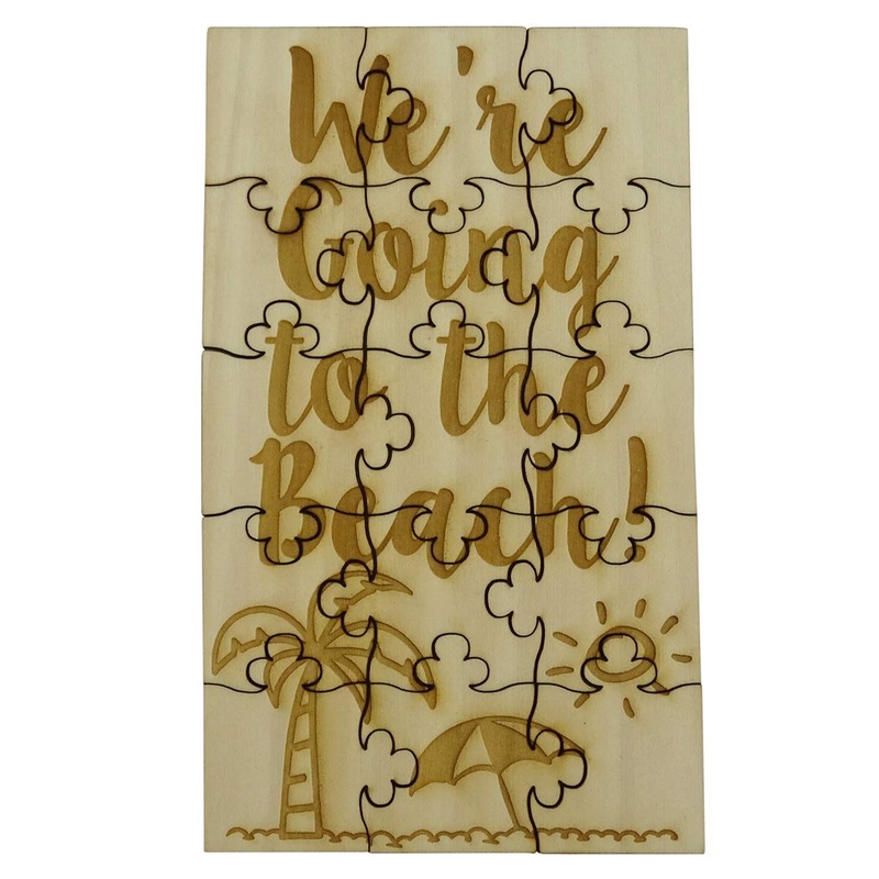 We'Re Going To The Beach - 15 Piece Wood Jigsaw Puzzle, 6' X 3.5' Surprise Vacation Announcement Reveal