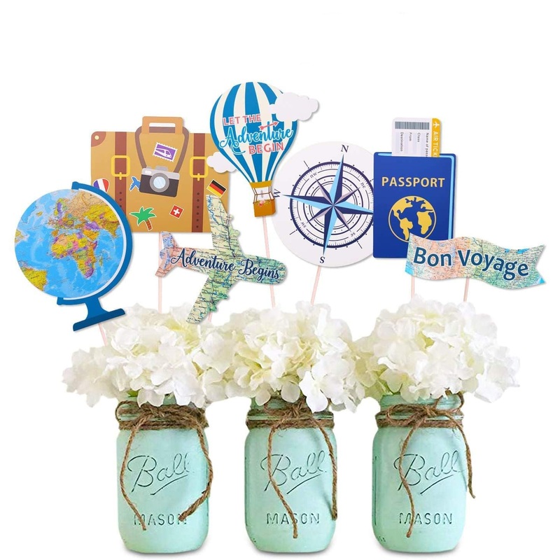 Yaaaaasss! Let The Adventure Begin Centerpieces Travel Themed Centerpieces Sticks Adventure Awaits Bon Voyage Farewell World Map Retirement Graduation Party Photo Booth Props Set Of 21