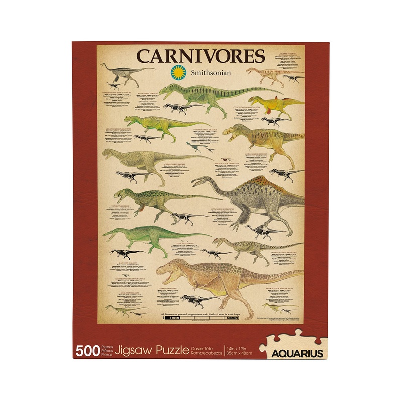 Aquarius Smithsonian Carnivore Dinosaurs Puzzle (500 Piece Jigsaw Puzzle) - Glare Free - Precision Fit - Officially Licensed Smithsonian Merchandise & Collectibles - 14 X 19 Inches