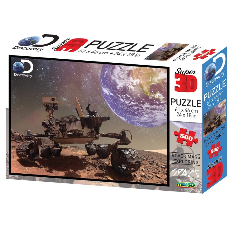 Discovery Channel Mars Rover Super 3D Puzzle | 500 Piece Jigsaw Puzzle For Adults And Kids | Nasa Space Gifts | Interactive Brain Teaser For Game Night | 24 X 18 Inches