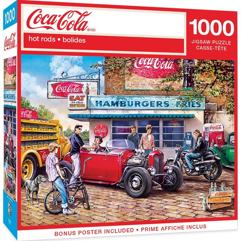 Masterpieces 1000 Piece Jigsaw Puzzle For Adults And Families - Coca-Cola Hot Rods - 19.25'X26.75'