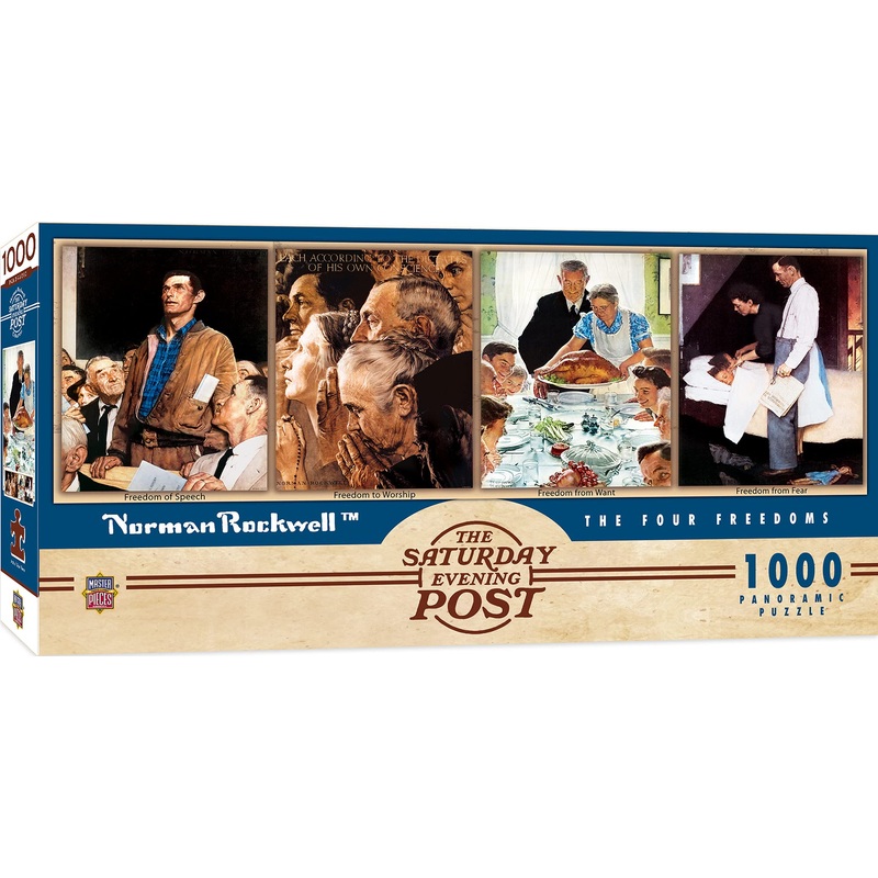 Masterpieces 1000 Piece Jigsaw Puzzle For Adults, Family, Or Youth- The Four Freedoms By Norman Rockwell - 13'X39'