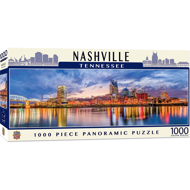 Masterpieces - 1000 Piece Jigsaw Puzzle, Nashville Skyline Panoramic, Fun For Adults, Family, Kids 13'X39