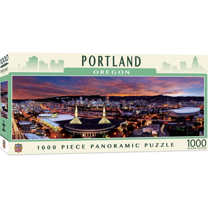 Masterpieces - 1000 Piece Jigsaw Puzzle, Portland Skyline Panoramic, Fun For Adults, Family, Kids 13'X39'