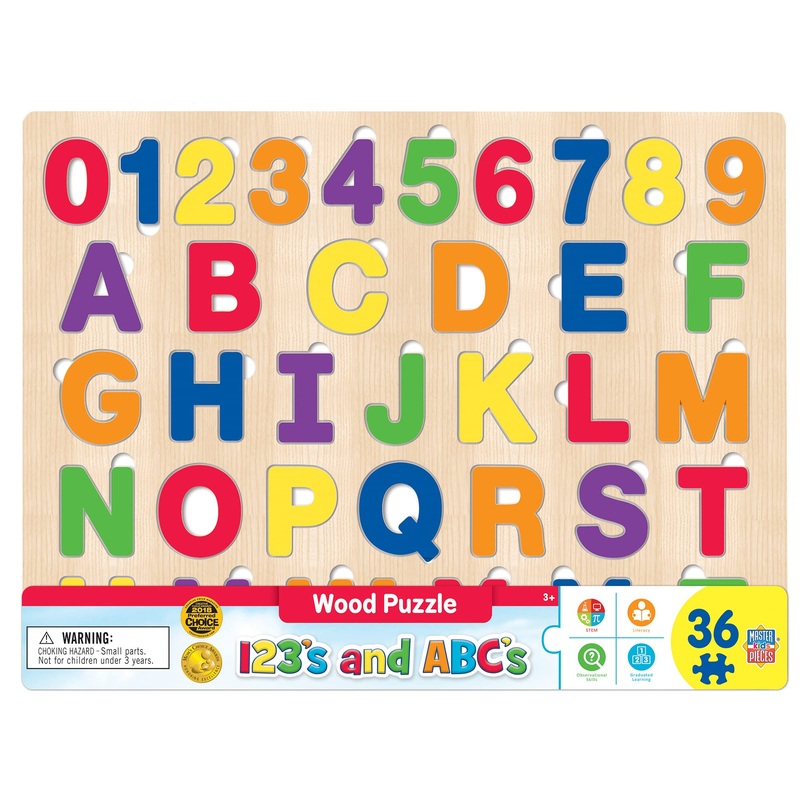 Masterpieces 44 Piece Jigsaw Puzzle For Kids - Abc 123 36Pc Wood Puzzle - 16.5'X11.8'