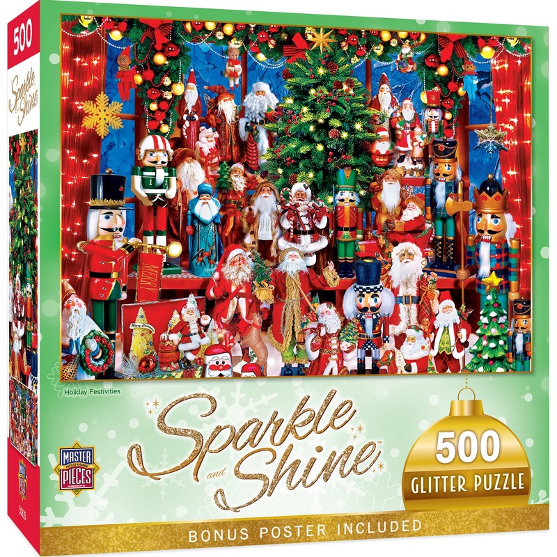 Masterpieces 500 Piece Glitter Christmas Jigsaw Puzzle - Holiday Festivities - 15'X21'