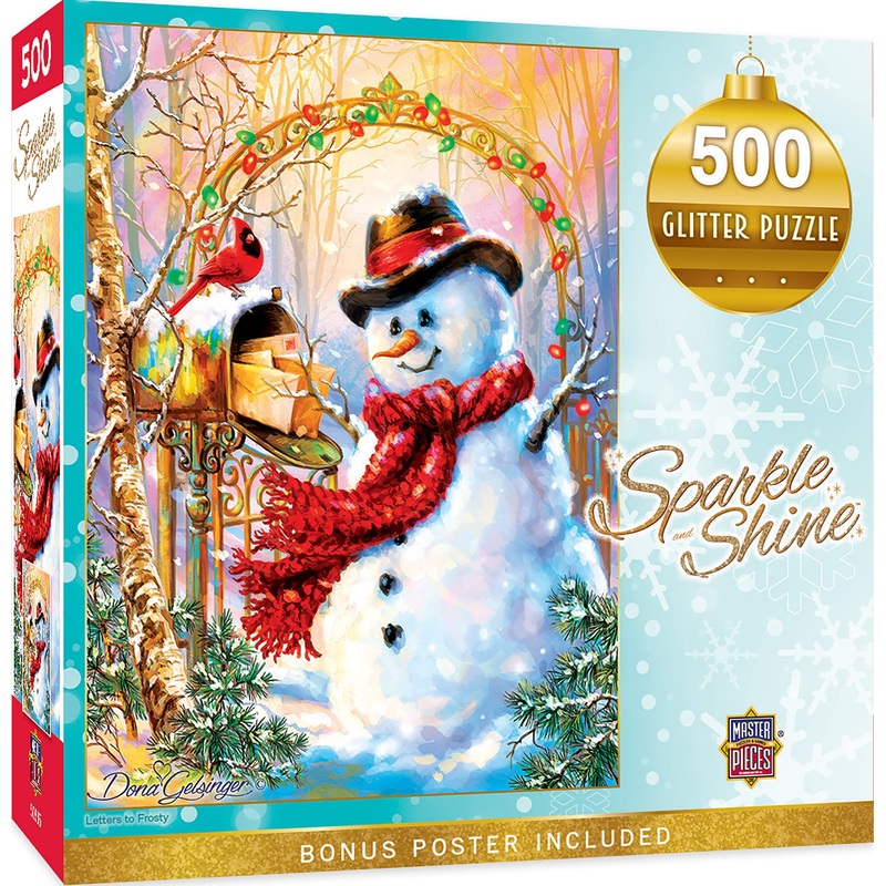 Masterpieces 500 Piece Glitter Christmas Jigsaw Puzzle - Letters To Frosty - 15'X21'