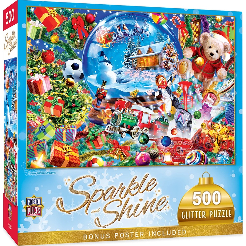 Masterpieces 500 Piece Glitter Christmas Jigsaw Puzzle - Snow Globe Dreams - 15'X21'