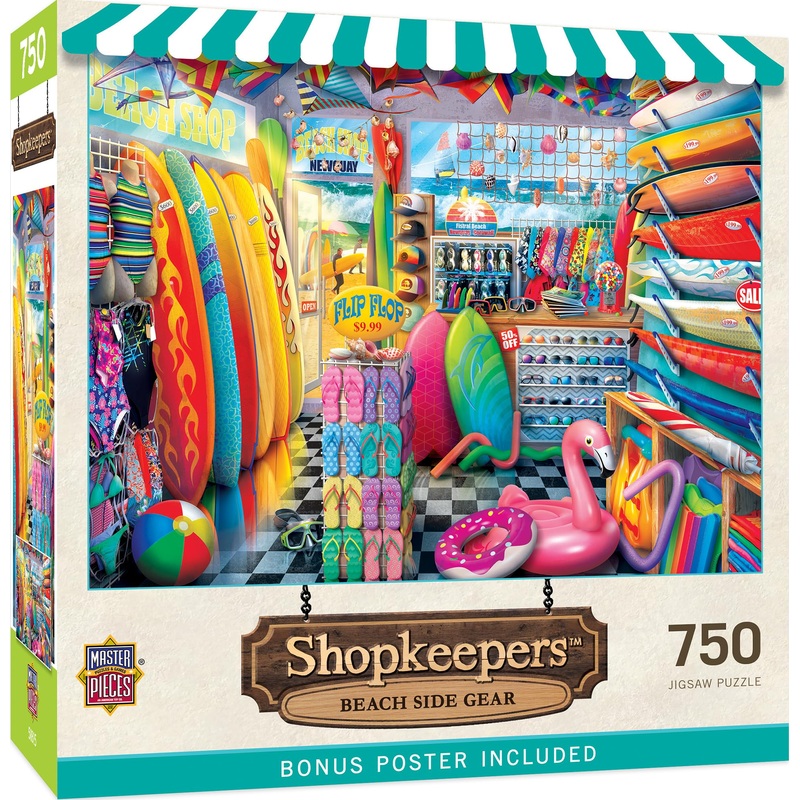 Masterpieces 750 Piece Jigsaw Puzzle For Adults And Family - Beach Side Gear - 18'X24'