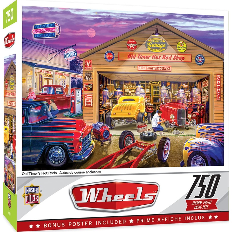 Masterpieces 750 Piece Jigsaw Puzzle For Adults And Family - Old Timer'S Hot Rods - 18'X24'