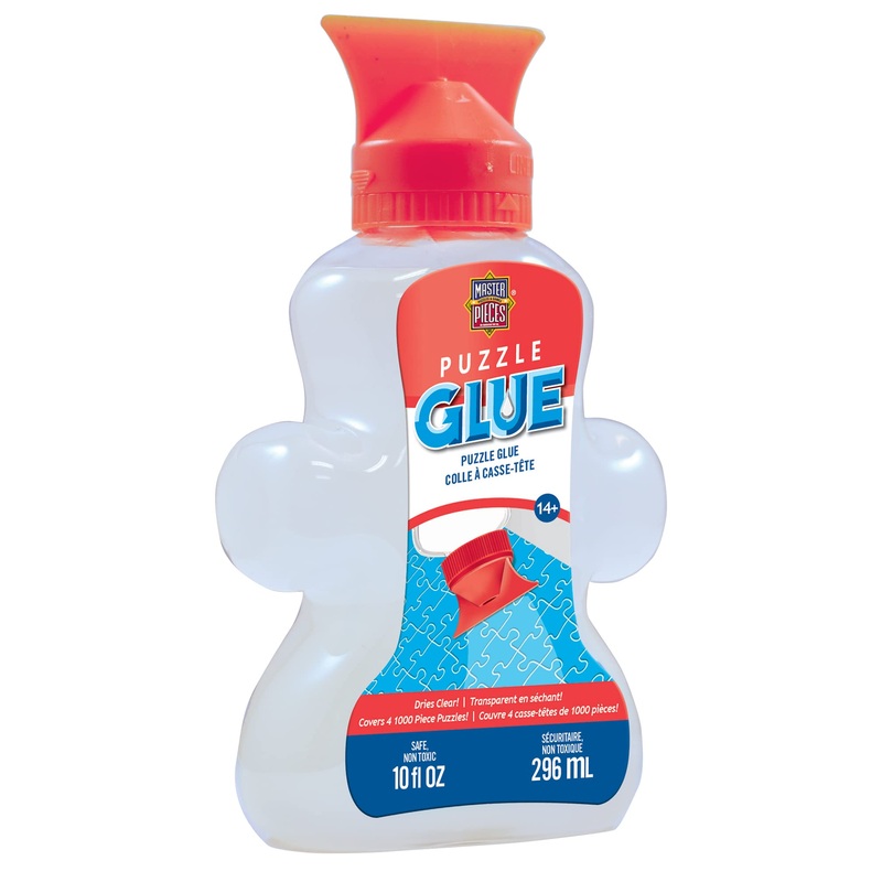 Masterpieces Accessories - Jigsaw Puzzle Piece Shaped Glue Bottle With Swivel Spreader Cap, 10-Ounce, Assorted