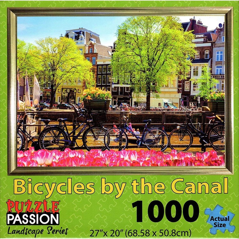Puzzle Passion - Bicycles By The Canal - 1000 Piece Jigsaw Puzzle