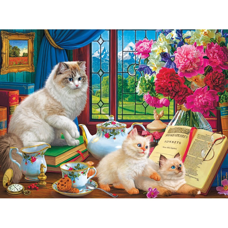 Roseart - Fancy Cats - Afternoon Lessons - 750 Piece Jigsaw Puzzle For Adults