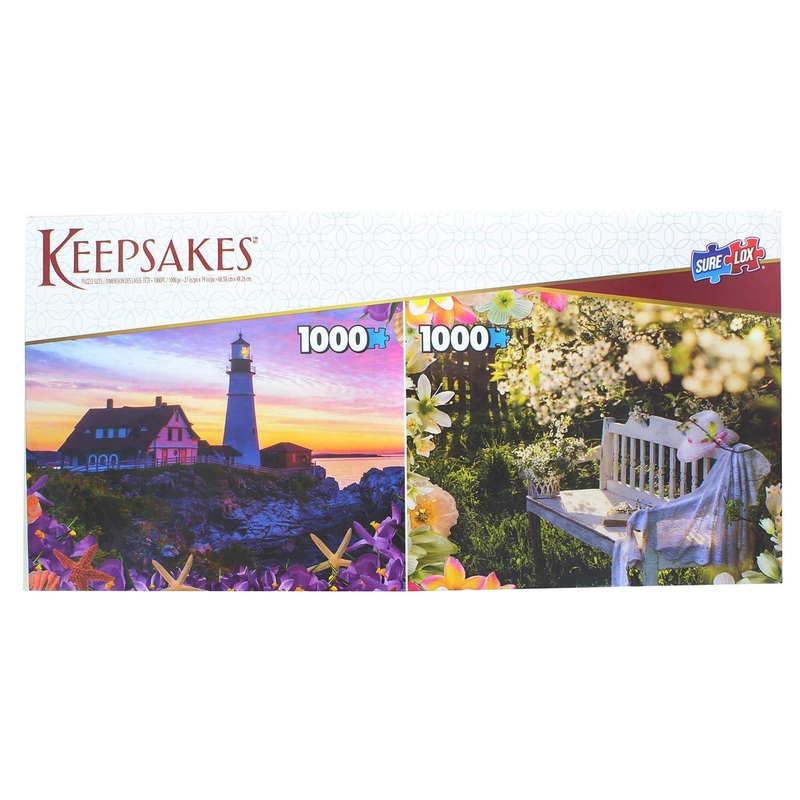 Set Of 2 Keepsakes 1000 Piece Jigsaw Puzzles | Garden/Lighthouse