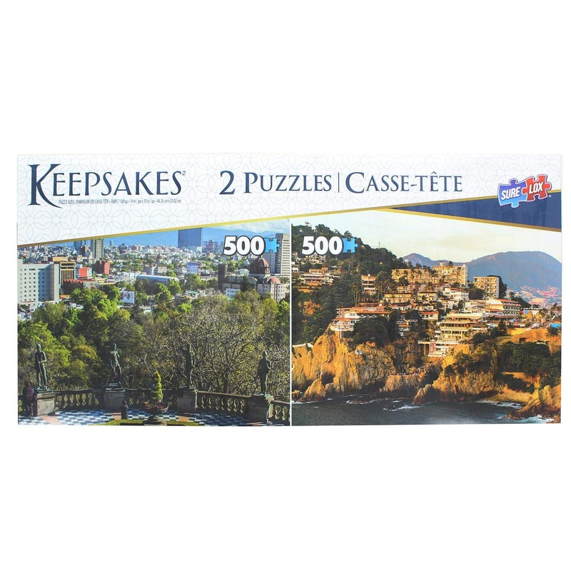 Set Of 2 Keepsakes 500 Piece Jigsaw Puzzles | Mexico City/Acapulco