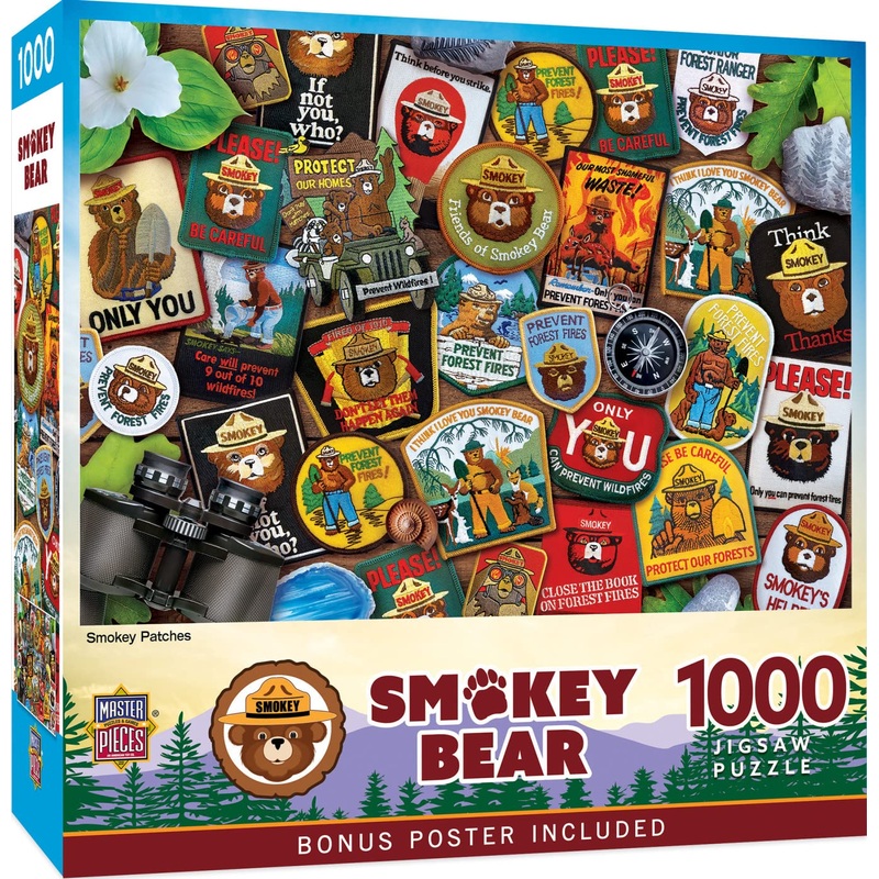 Masterpieces - 1000 Piece Jigsaw Puzzle, Smokey Bear Patches, Fun For Adults, Family, Kids 20'X27'