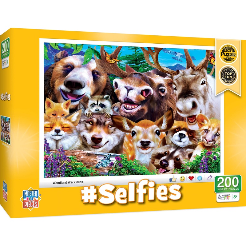 Masterpieces 200 Piece Jigsaw Puzzle For Kids - #Selfies Woodland Wackiness - 14'X19'