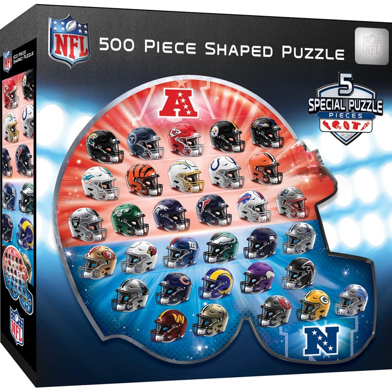 Masterpieces 500 Piece Sports Jigsaw Puzzle For Adults - Nfl Helmet Shaped Puzzle - 25'X22'