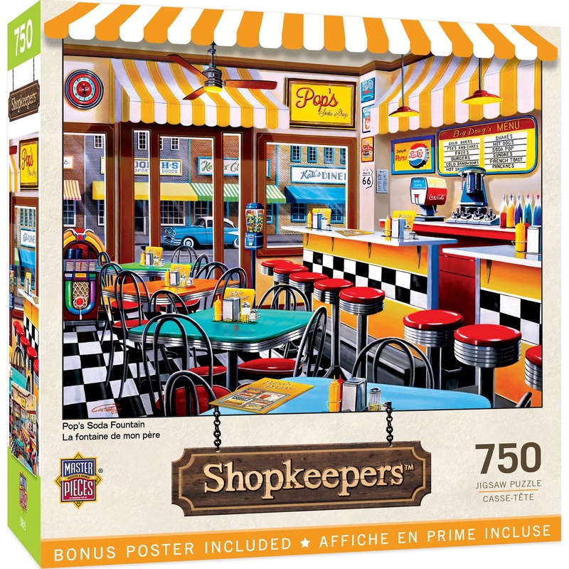 Masterpieces 750 Piece Jigsaw Puzzle For Adults, Family, Or Kids - Pop'S Soda Fountain - 18'X24'