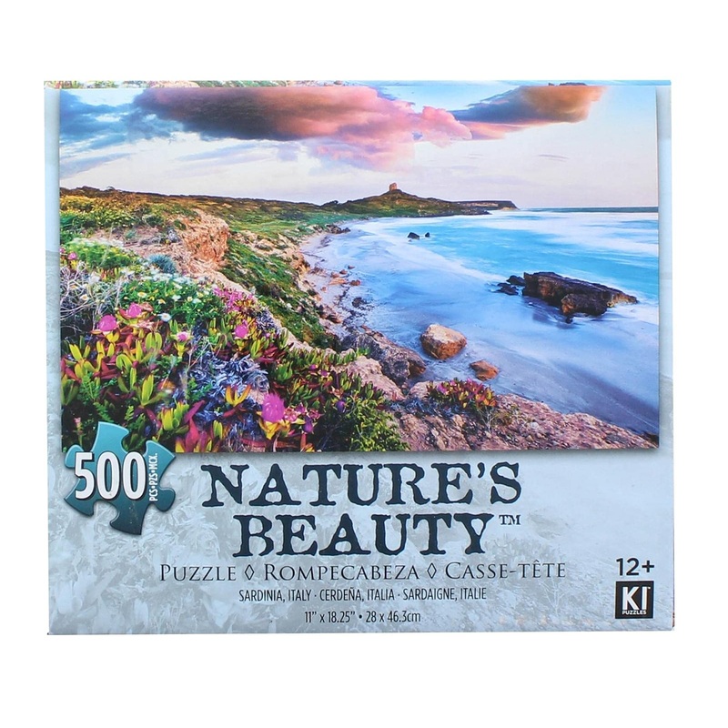 Pink Sky Beach 500 Piece Natures Beauty Jigsaw Puzzle