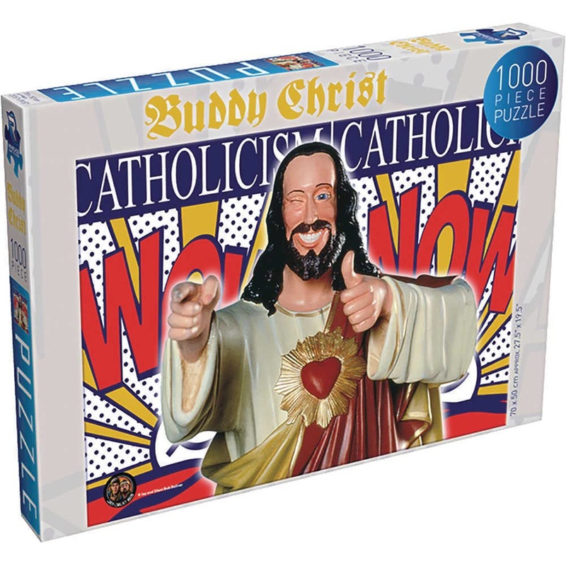 Renegade Game Studios Jigsaw Puzzle - Buddy Christ, 1000 Pieces, Poster Included, Linen Finish, Features The Uplifting Buddy Christ From Kevin SmithS Dogma.