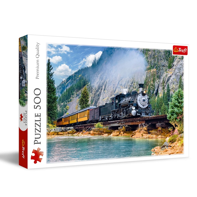 Trefl Red 500 Piece Jigsaw Puzzle Mountain Train 19'X13' Print, Diy Puzzle, Creative Fun, Classic Jigsaw For Adults And Children From 10 Years Old
