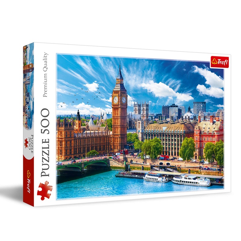 Trefl Sunny Day In London 500 Piece Jigsaw Puzzle Red 19'X13' Print, Diy Puzzle, Creative Fun, Classic Puzzle For Adults And Children From 10 Years Old
