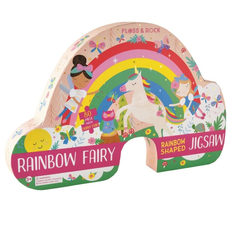 Floss & Rock 40P3602 80-Pieces Rainbow Fairy Shaped Jigsaw Puzzle Toy With Shaped Box
