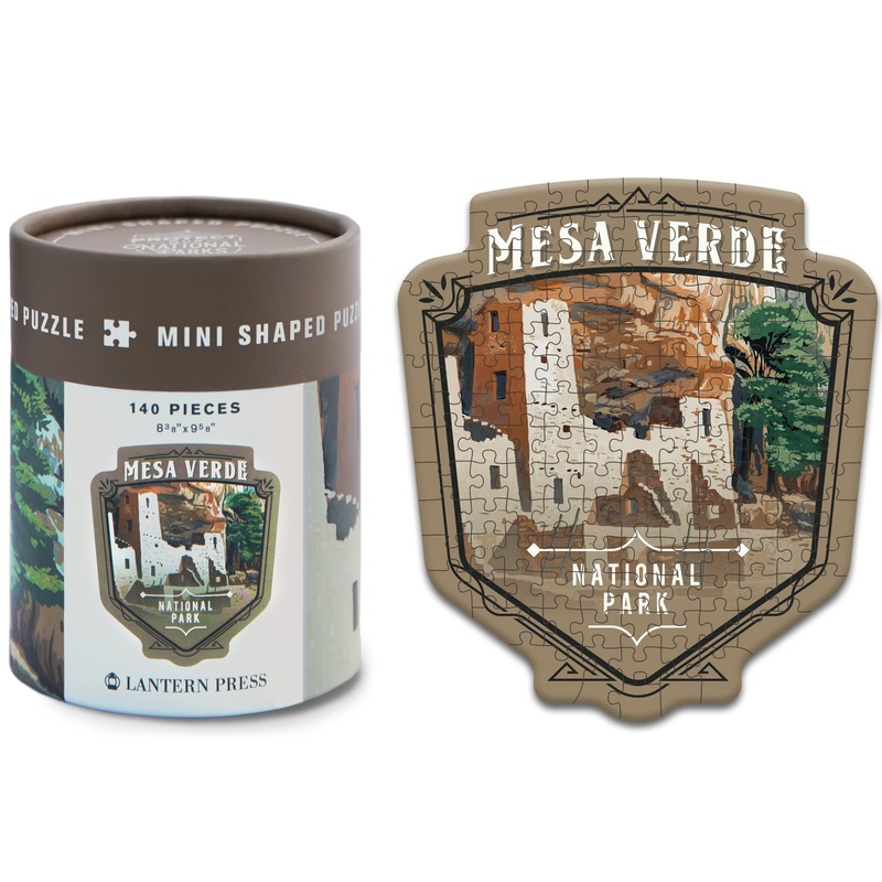 Lantern Press Mini Shaped Adult Jigsaw Puzzle, Protect Our National Parks (Mesa Verde)