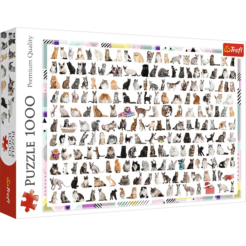 Trefl 208 Cats 1000 Piece Jigsaw Puzzle Red 27'X19' Print, Diy Puzzle, Creative Fun, Classic Puzzle For Adults And Children From 12 Years Old